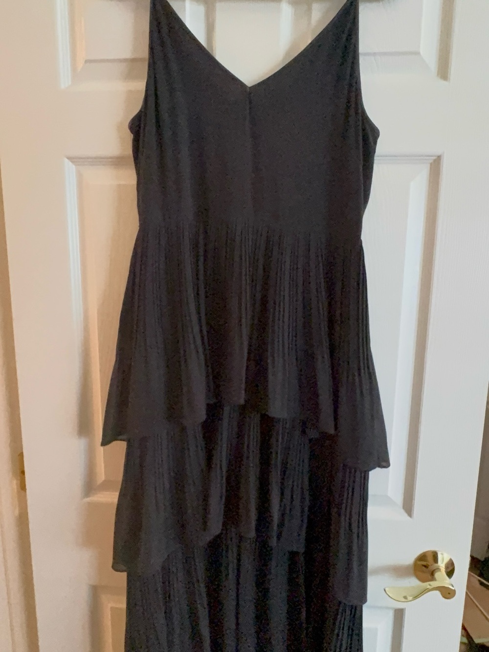 White House Black Market Black High-Low Tiered V-Neck Dress
